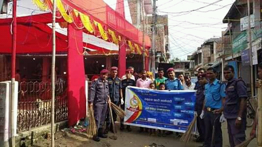 सप्तरीको कुशहा दुर्गा मन्दिर प्राङ्गणमा सरसफाइ