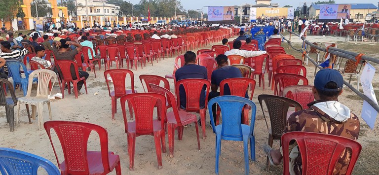 उपप्रधानमन्त्री यादव र पर्यटनमन्त्री भट्टराई बोल्ने कार्यक्रममा जनता नै आएन