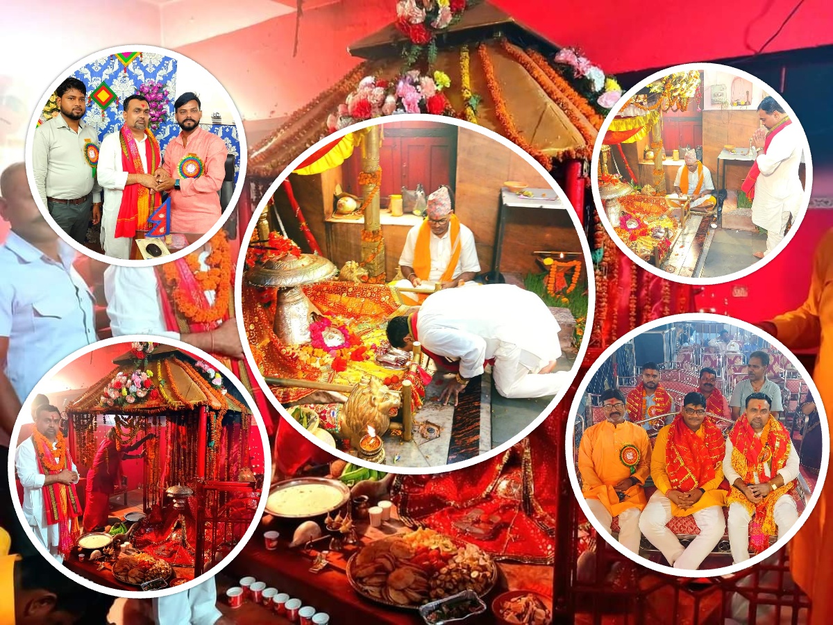 श्रम तथा यातायात मन्त्री सिंहद्वारा राजदेवी मन्दिरमा पुजापाठ